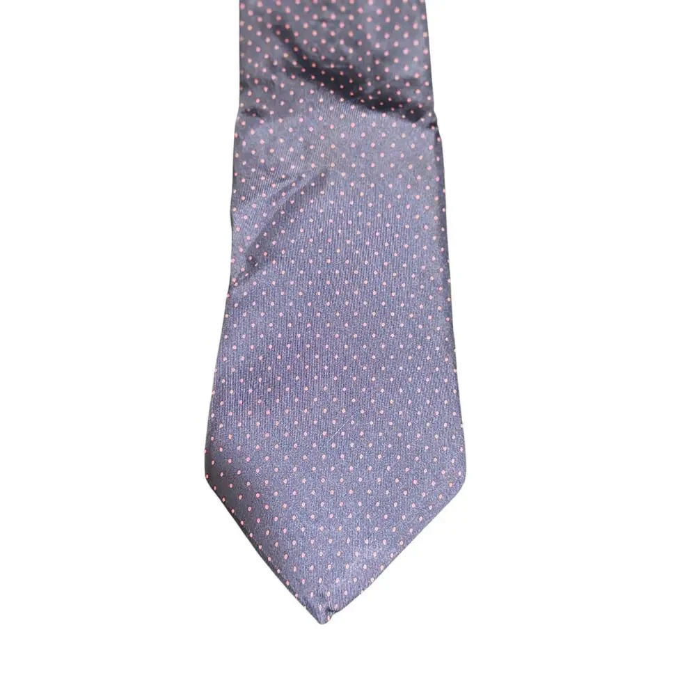Vintage Hardy Amies Men's Purple White Polka Dot Necktie